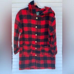 Wild Fable Buffalo Check Ted Plaid Hooded Knit Jacket